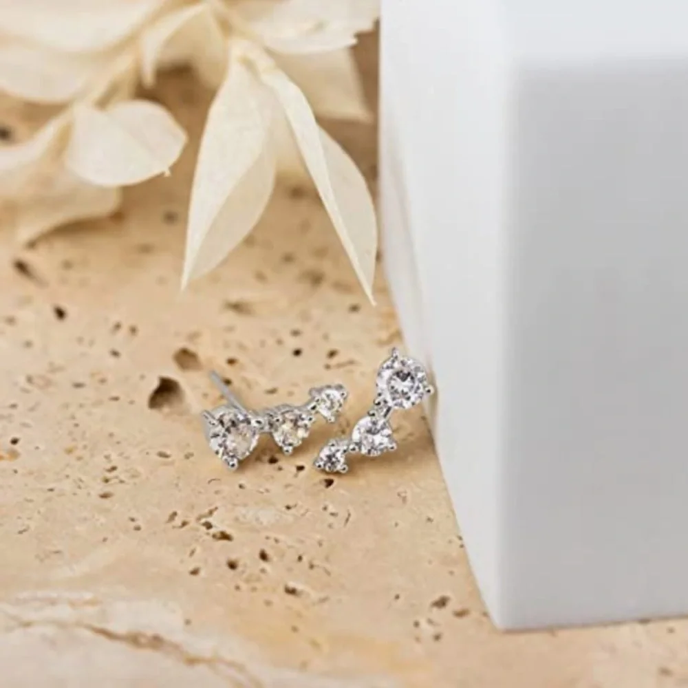 Diamond arrow ear  climber sterling silver